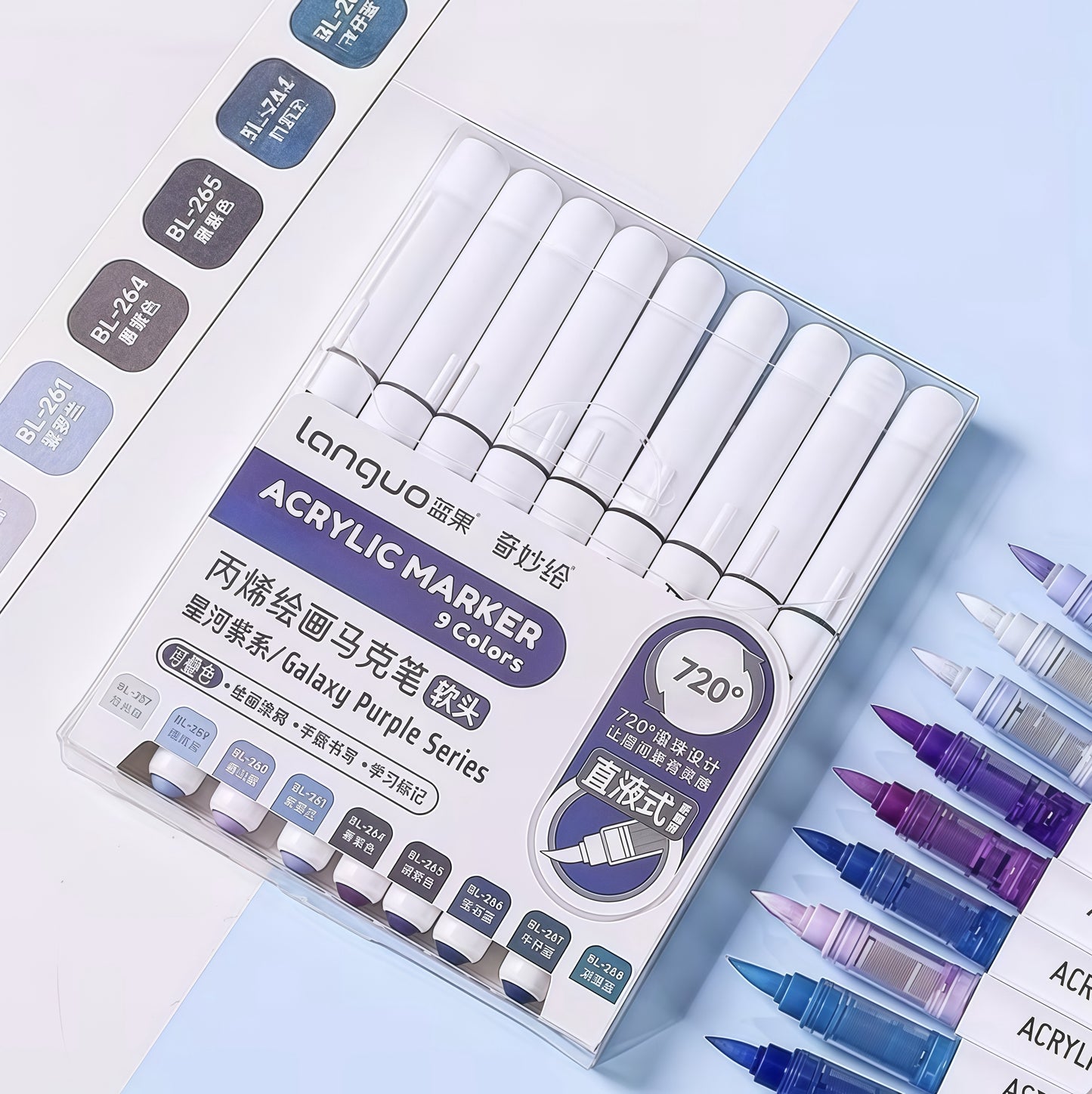 Akrylové fixy Languo – Galaxy purple
