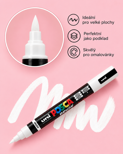 Akrylová fixa Posca Brush PC5BR ￼ bíla