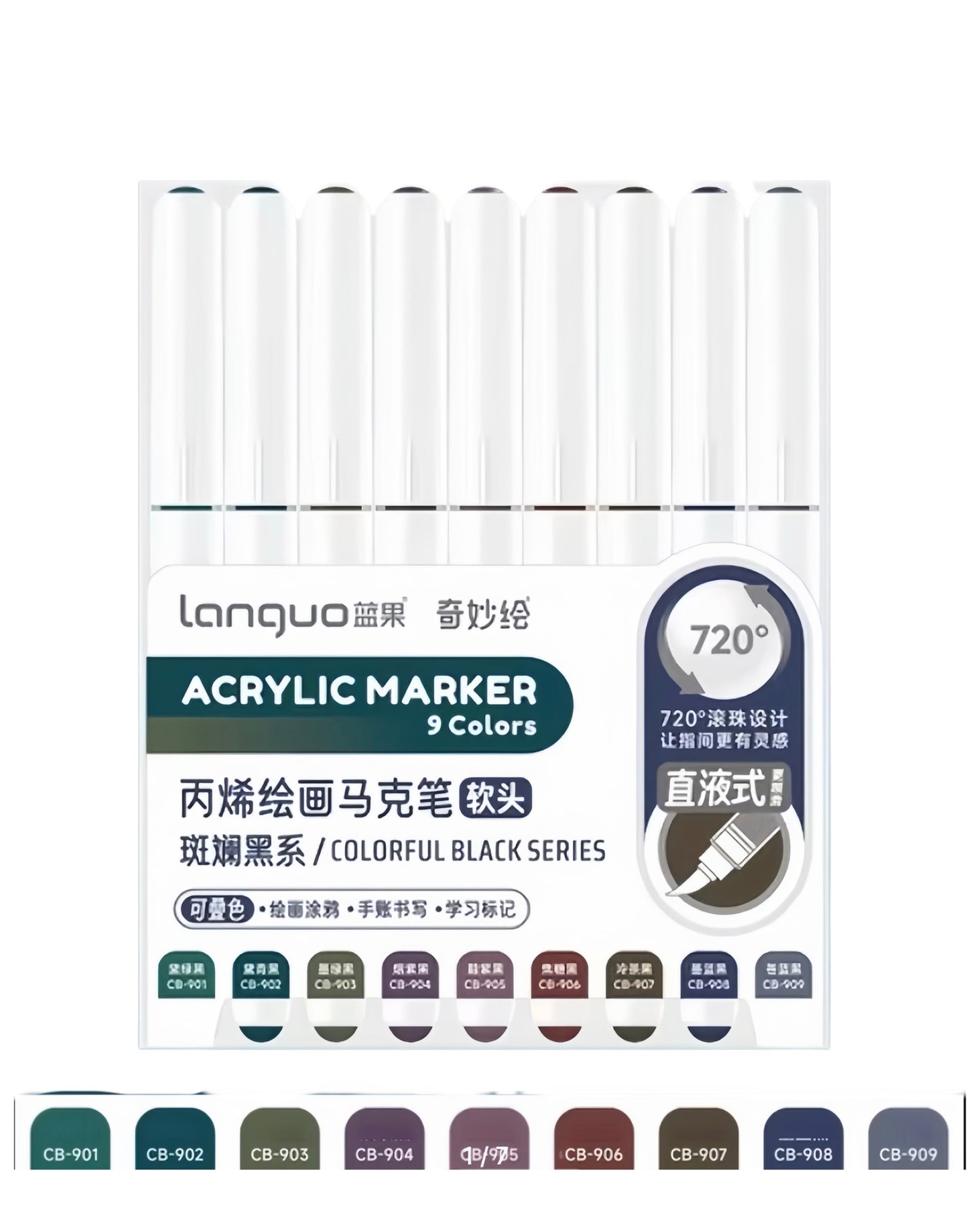 Akrylové fixy Languo – Colorful black