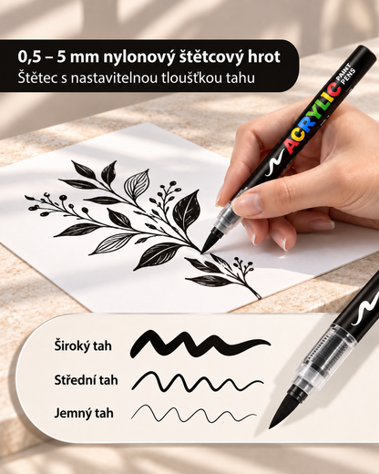 Akrylové fixy Flysea - 12 černých ￼