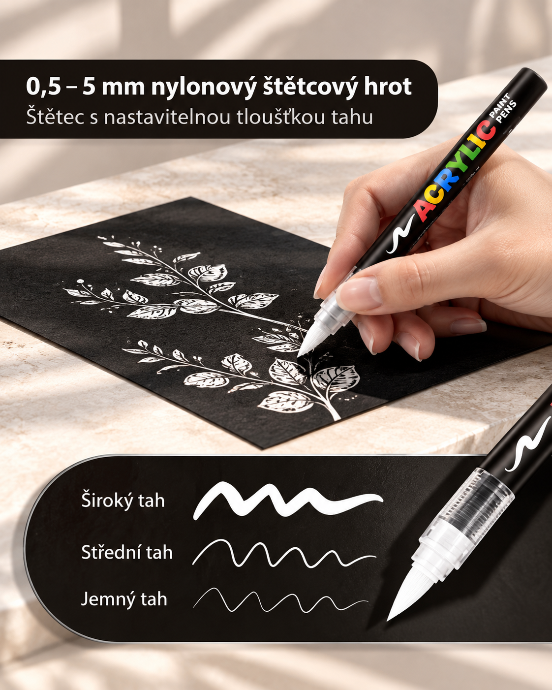Akrylové fixy Flysea - 12 bílých￼