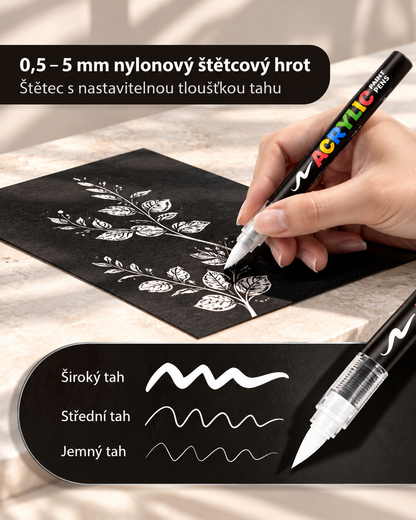 Akrylové fixy Flysea - 12 bílých￼