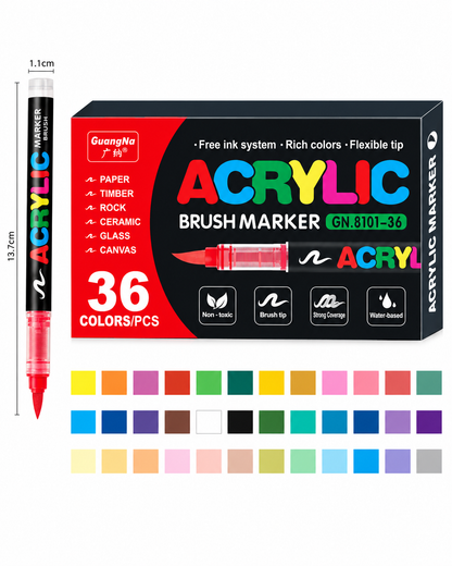 Akrylové fixy GuangNa - 36 ks