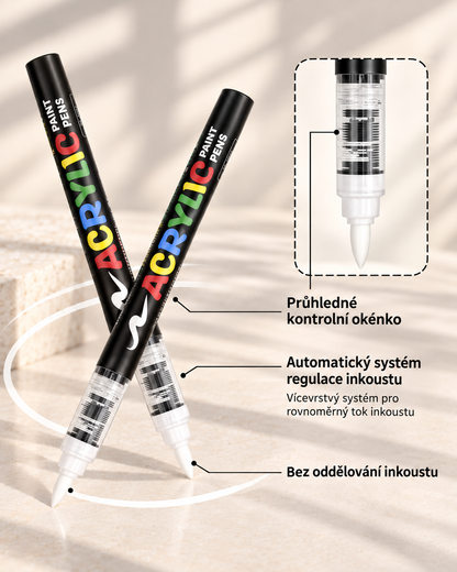 Akrylové fixy Flysea - 12 bílých￼