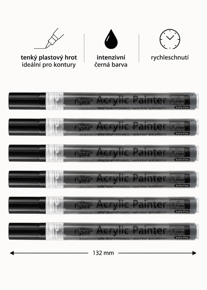Fixy pro kontury Flysea - 6 ks černa