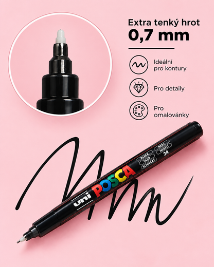 Akrylová fixa Posca 0,7mm PC-1MR černá