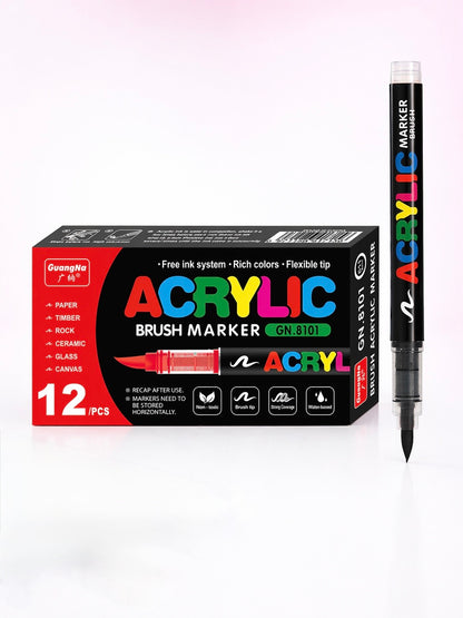 Akrylové fixy Guangna - 12 černých ￼